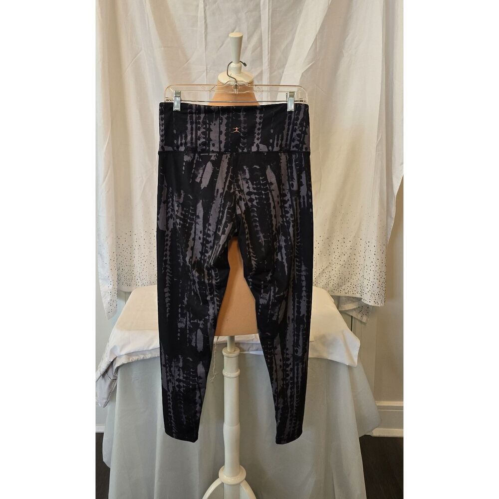 Danskin High-Waisted Leggings Black & Gray Brushstroke Print, SZ L